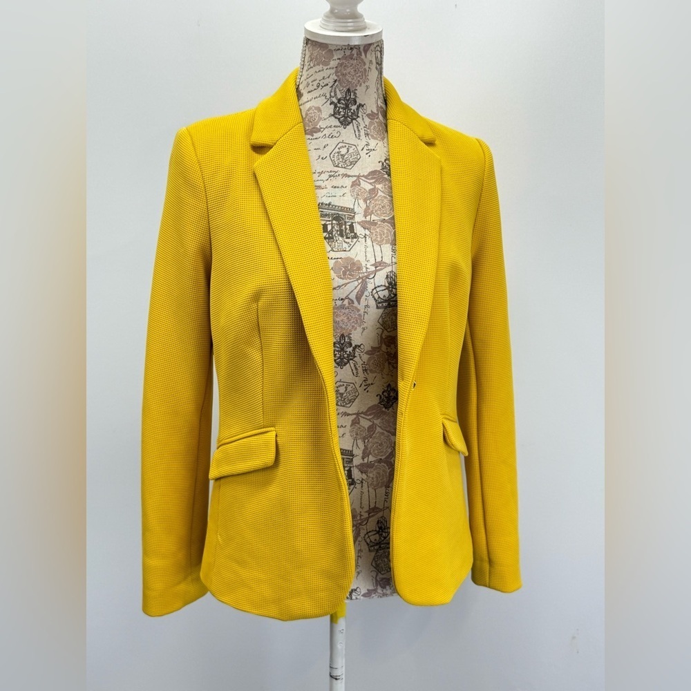 JULES & LEOPOLD Women's bright yellow textured blazer size S - Picture 3 of 14